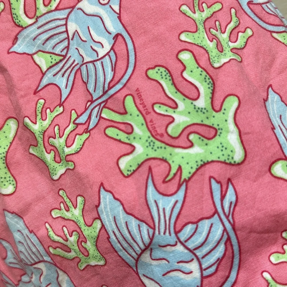 VINEYARD VINES Fish & Coral Print Tunic Dress Pink Girls Size 6 Summer C…